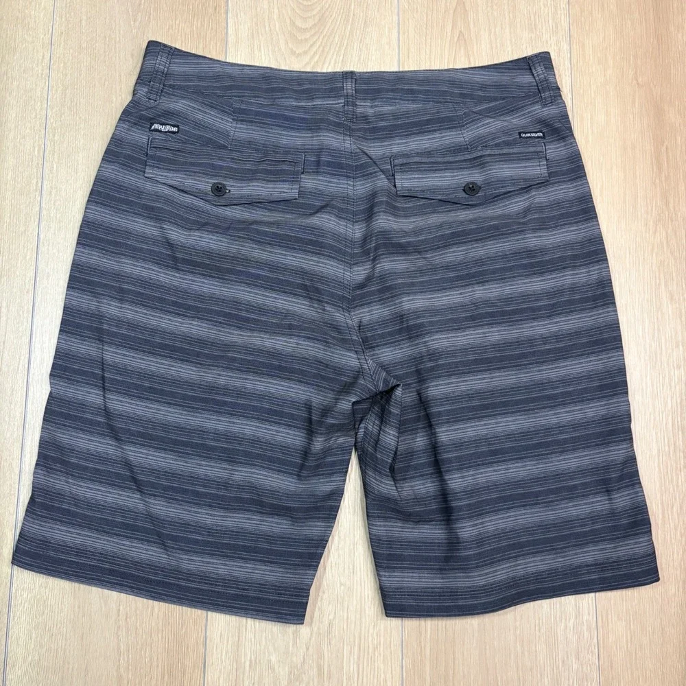 Quiksilver Y2K Amphibian Hybrid Board Shorts 34 Grey Striped Swim Walk Shorts